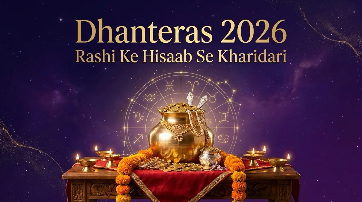 Dhanteras ki kharidari: kalash, sone ke sikke aur diye, rashi chakra ke saath
